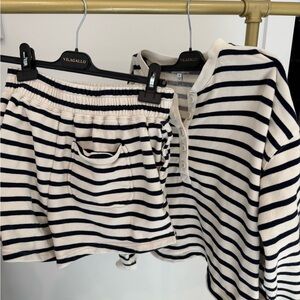 Navy and Cream striped set